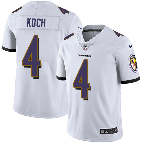 Nike Ravens #4 Sam Koch White Men's Stitched NFL Vapor Untouchable Limited Jersey - Click Image to Close